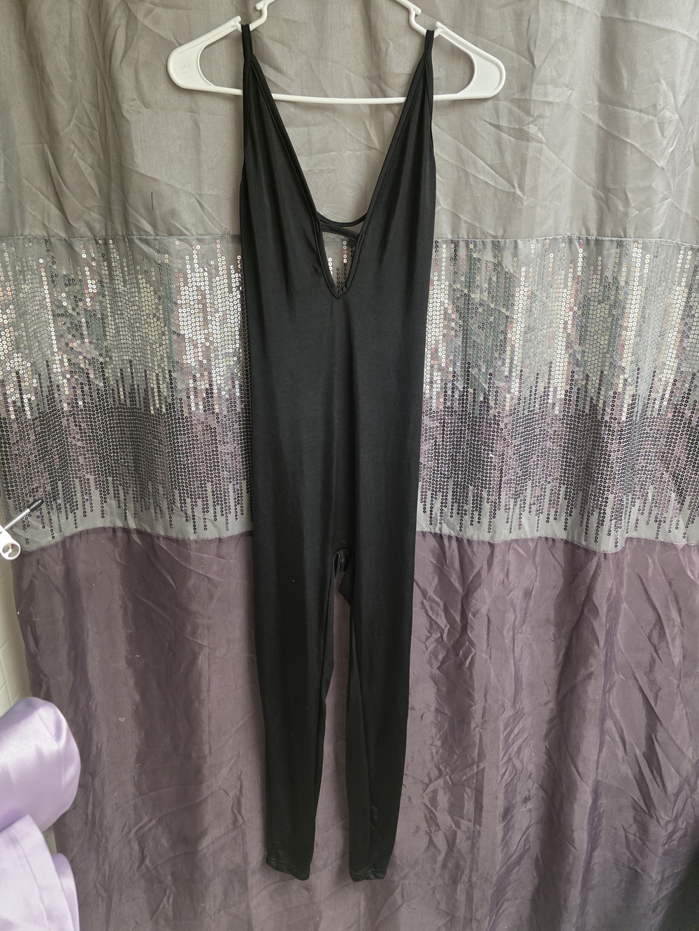 SHEIN Black Sleeveless Deep V Jumpsuit